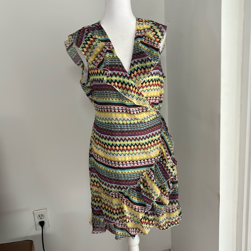 Women dress size XL printed color with linen